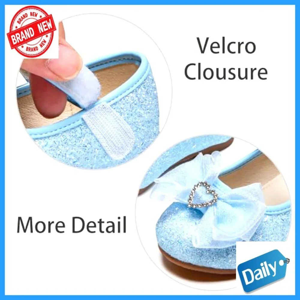 Toddler Girls Glitter Mary Jane Ballet Flats Velcro Closure Princess Shoes
